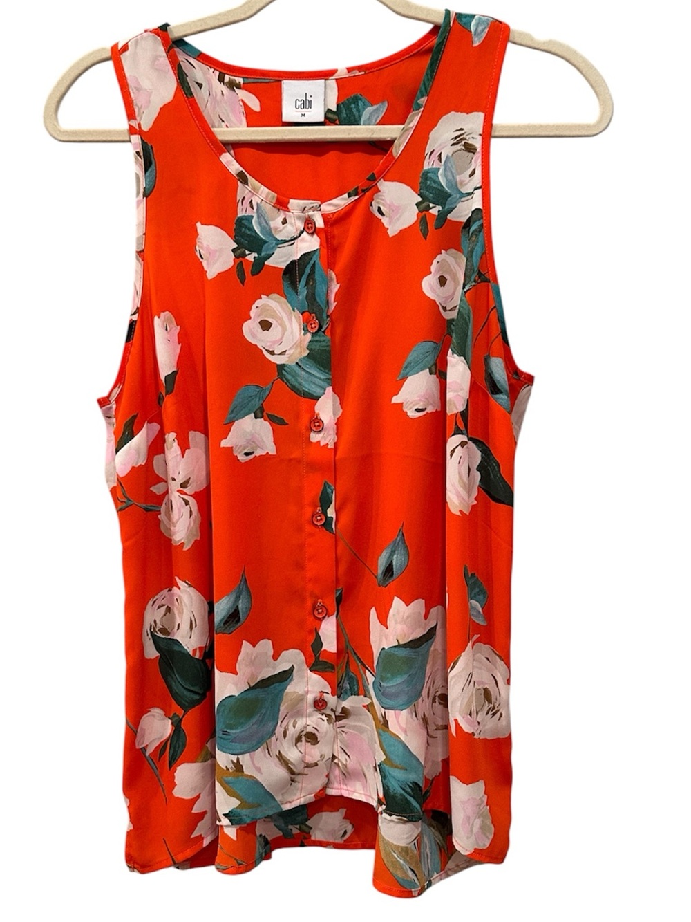 Floral Sleeveless Button Down Tank Top Lightweight Layer Office Casual Sz M